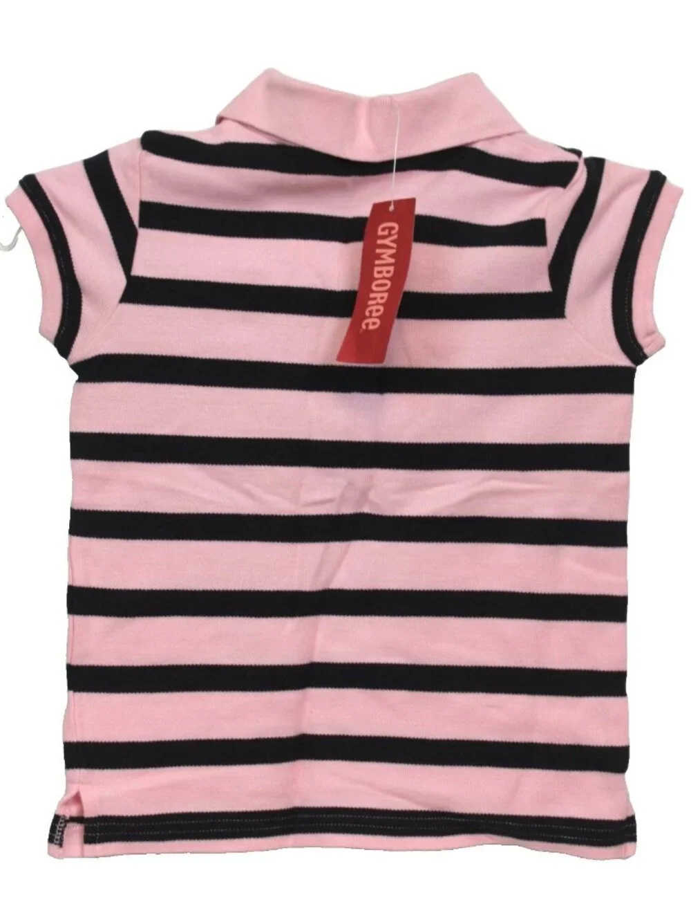 2008 Gymboree Prep School Polo Shirt Sz  6 Pink Navy Stripes Apple Short Sleeve
